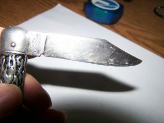 VINTAGE SCHRADE KNIFE 7 IN.  OPEN METAL SCALES GEO SCHRADE NO WOBBLE 1940 ' S 2