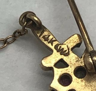 Antique 14k Gold Phi Delta Theta Fraternity Sword Diamond Opal & Ruby Pin Badge 5