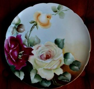 Antique Porcelain Limoges Haviland France Plate Roses Signed 9 "