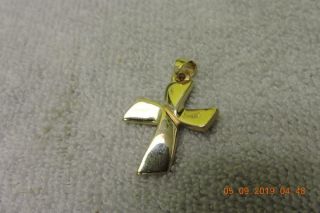 Vintage Retired James Avery 14k Gold Ribbon Cross Necklace Pendant 7 Grams W/box