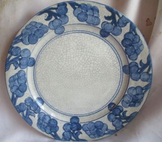 Antique Dedham Pottery 10 " Grape Plate By Maude Davenport: