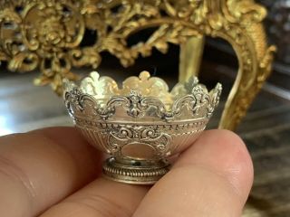 Rare Miniature Dollhouse Artisan Obidiah Fisher Sterling Silver Punch Bowl 1:12