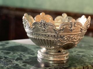 RARE Miniature Dollhouse Artisan Obidiah Fisher STERLING SILVER Punch Bowl 1:12 8