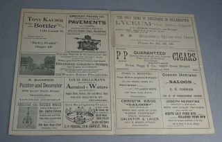 RARE ORIG.  1895 PHILADELPHIA PHILLIES BASEBALL PROGRAM SCORE CARD VS.  PITTSBURGH 8