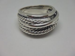 David Yurman 925 Sterling Silver Crossover Narrow Ring Band 15mm Wide Size 10