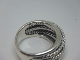 David Yurman 925 Sterling Silver Crossover Narrow Ring Band 15mm wide Size 10 2
