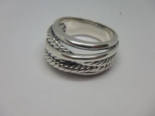 David Yurman 925 Sterling Silver Crossover Narrow Ring Band 15mm wide Size 10 3