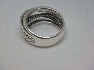 David Yurman 925 Sterling Silver Crossover Narrow Ring Band 15mm wide Size 10 4