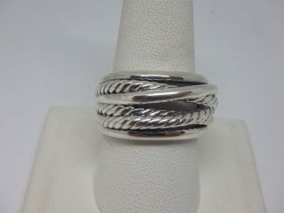 David Yurman 925 Sterling Silver Crossover Narrow Ring Band 15mm wide Size 10 5