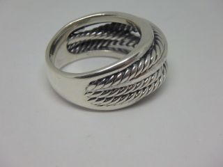 David Yurman 925 Sterling Silver Crossover Narrow Ring Band 15mm wide Size 10 6