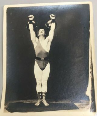 (5) Antique Vintage Photos Strongman Weightlifting Bodybuilder Exercise 2