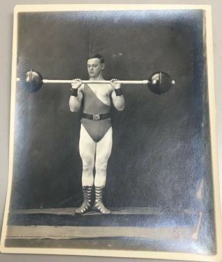 (5) Antique Vintage Photos Strongman Weightlifting Bodybuilder Exercise 3