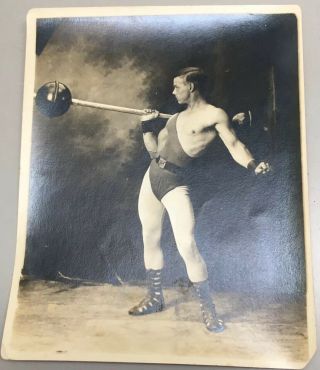 (5) Antique Vintage Photos Strongman Weightlifting Bodybuilder Exercise 4