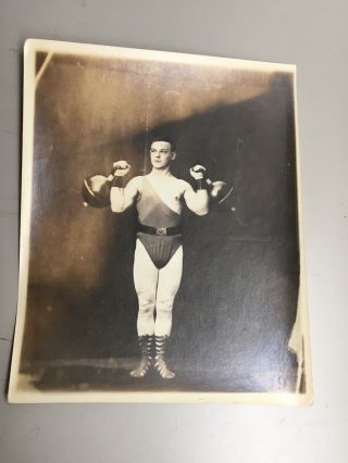 (5) Antique Vintage Photos Strongman Weightlifting Bodybuilder Exercise 6