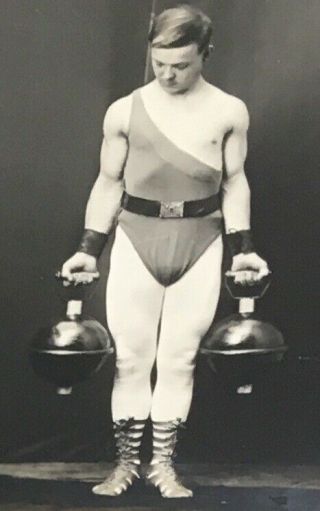 (5) Antique Vintage Photos Strongman Weightlifting Bodybuilder Exercise 7