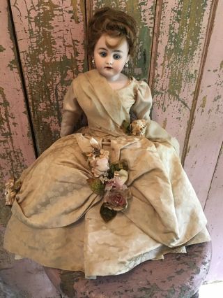 Rare Antique German Bisque Doll Simon & Halbig 1010 Blue Eyes 20 Inch H