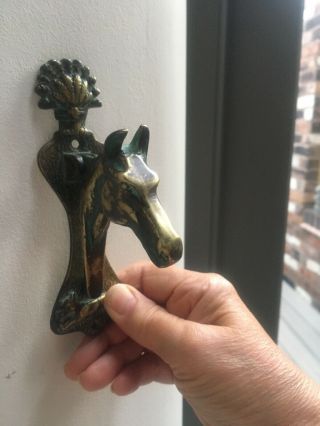 Vintage Solid Brass Horse Door Knocker Hunting