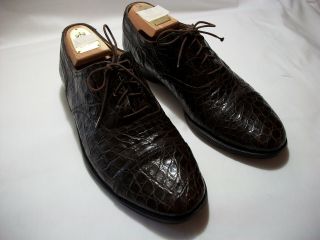 Cole Haan Vintage Made In Italy Brown Crocodile Oxfords Size 9.  5 D All