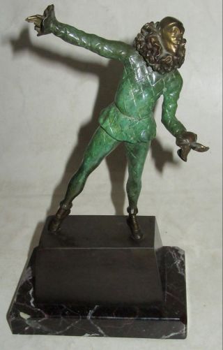 Vintage 9 " Art Deco Opera Dancer Painted Bronze Statuette By Samuel Lipchytz