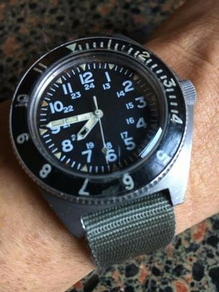 1977 Benrus Type 2 Udt Military Divers Watch Issued,  Rare,  Runs Well,  Serviced