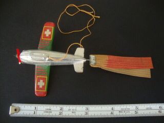 Vintage Tin Toy - Made In Japan,  Lithographed Airplane With Swiss Flag