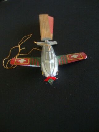 Vintage tin toy - Made in Japan,  lithographed airplane with Swiss flag 4