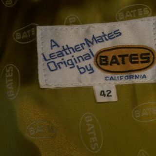 Vintage Bates Leather Jacket,  Size 42,  USA Made,  Navy Blue/Yellow BMW Colors 8