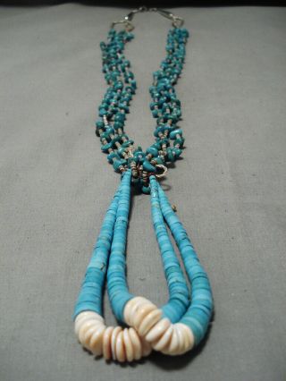 Incredible Vintage Navajo Blue Gem Turquoise Sterling Silver Native Necklace