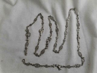 Vtg Fratelli Peruzzi 800 Silver 40 " Floral Link Necklace 4/ Griffin Angel Lion