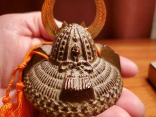 Japanese Samurai cast iron mini Helmet.  I ' m not sure where it ' s made or how old. 5