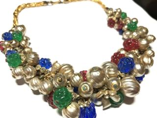 Fabulous Trifari Alfred Philippe Fruit Salad And Pearl Choker Necklace - Stunning