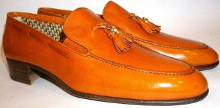 Vintage Gucci Butterscotch Whiskey Tassel Loafers 9.  5 Made In Italy Monogram