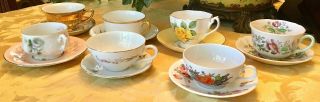 14 Vtg Mixed China Floral & More (7) Tea Cups & Saucers Party Bridal Shabby Chic