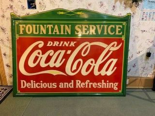 1935 Vintage Tennessee Enamel Coca Cola 45 " X60 " Fountain Service Sign