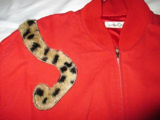 Vintage 1980s men ' s Kansai Yamamoto fake fur applique snow leopard bomber jacket 3
