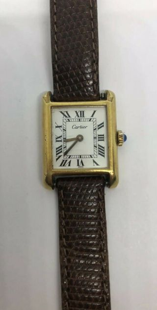 Cartier Vintage Ladies Tank Watch 18k Gold Electroplated Hand Winding 21mm