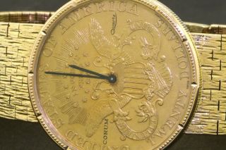Corum vintage 18K gold 1878 Double Eagle Liberty coin quartz men ' s watch 2