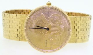 Corum vintage 18K gold 1878 Double Eagle Liberty coin quartz men ' s watch 3