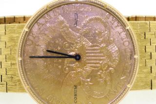 Corum vintage 18K gold 1878 Double Eagle Liberty coin quartz men ' s watch 4