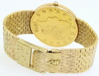 Corum vintage 18K gold 1878 Double Eagle Liberty coin quartz men ' s watch 5