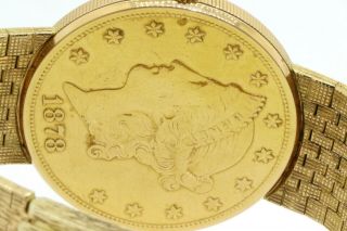 Corum vintage 18K gold 1878 Double Eagle Liberty coin quartz men ' s watch 7