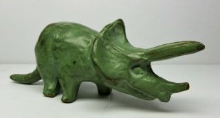 Antique Green Painted Bronze Art Deco Prehistoric Rhino Brontotherium Figure