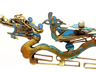 KINGFISHER Feather SILVER Gilt SPOON Dragon PHOENIX 19th CENTURY Chinese 2
