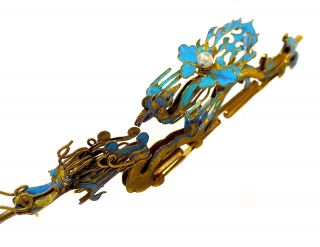 KINGFISHER Feather SILVER Gilt SPOON Dragon PHOENIX 19th CENTURY Chinese 6