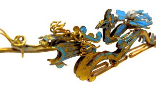 KINGFISHER Feather SILVER Gilt SPOON Dragon PHOENIX 19th CENTURY Chinese 8