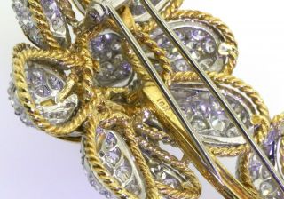 Vintage heavy 18K gold/Platinum 11.  0CTW VS1/F diamond cluster flower brooch 4