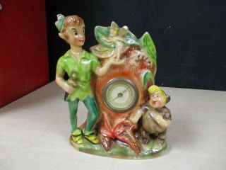 Rare Vintage Walt Disney Peter Pan Mantle Ceramic Mantle Clock