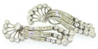 Vintage 1950s Platinum elegant 7.  0CTW VS/F diamond spray tassel earrings 3