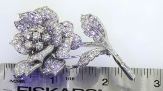 Vintage 1950s heavy Platinum 15.  0CTW VS1/F diamond cluster Rose flower brooch 3