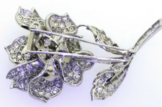 Vintage 1950s heavy Platinum 15.  0CTW VS1/F diamond cluster Rose flower brooch 4